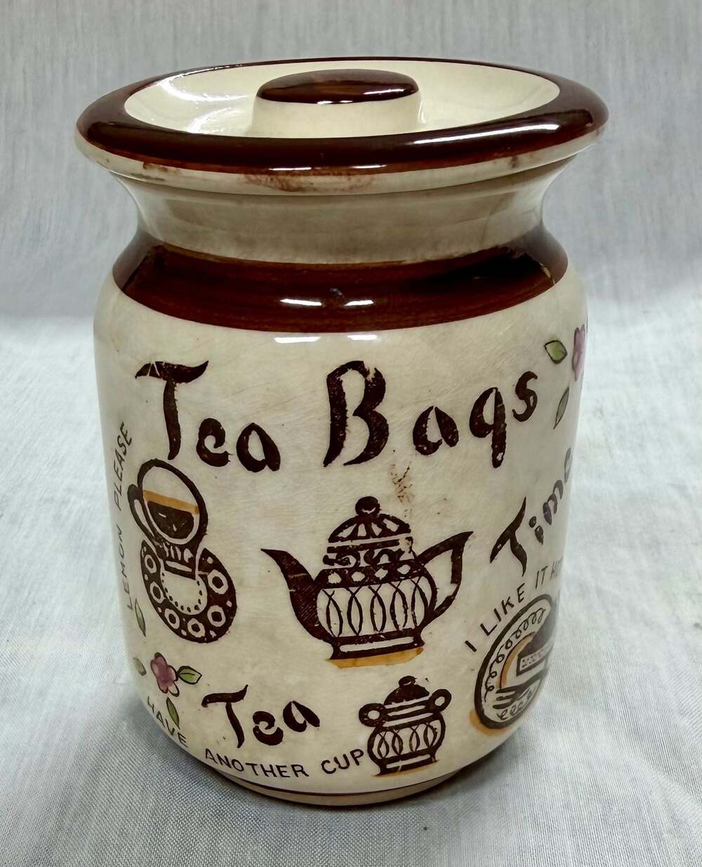 Vintage Tilso Japan Ceramic Tea Bag Storage Canister Jar